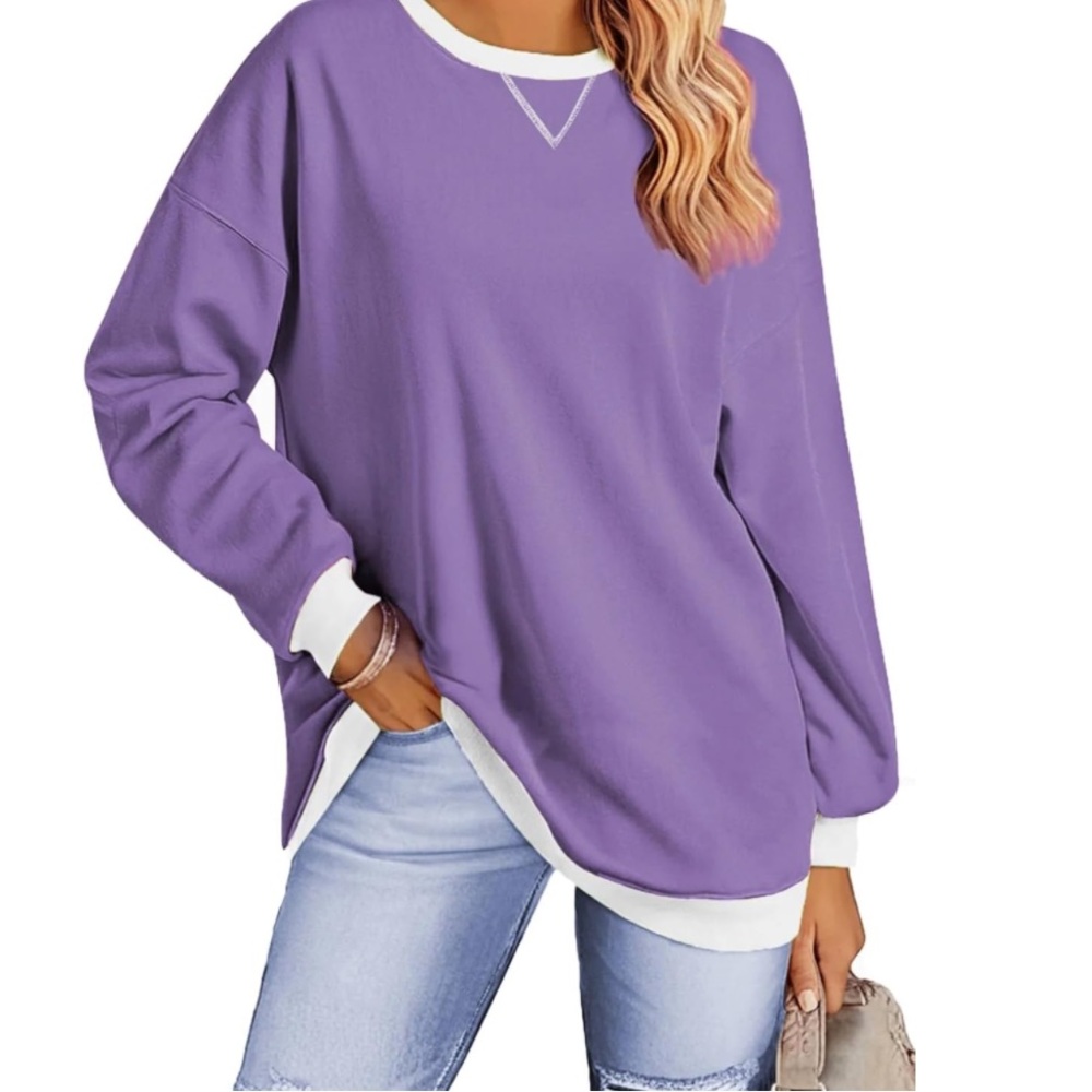 NWT Oversized Sweatshirt Pullover Purple Long Sleeve  Large